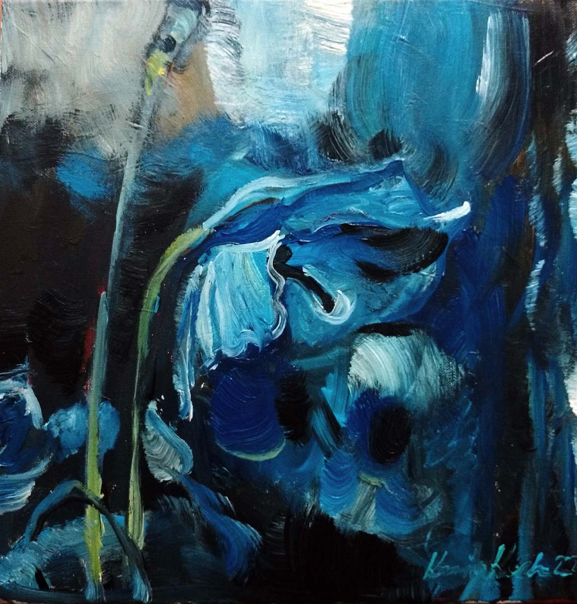 Blaue Blume, Acryl auf Leinwand, 40 x 40 cm